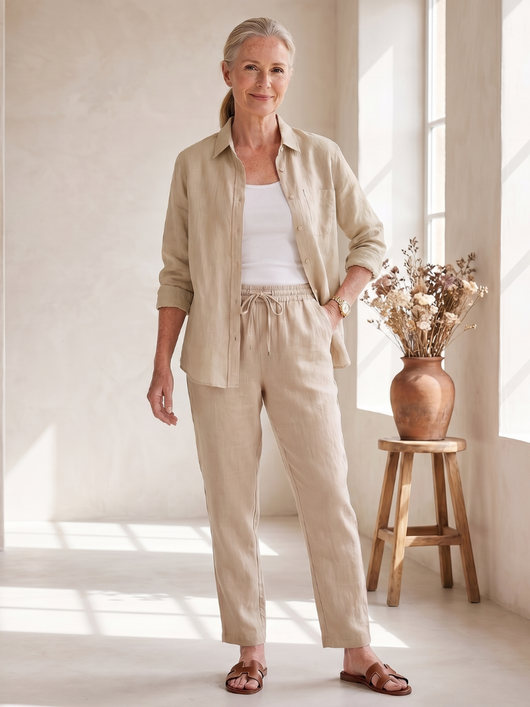 Nora | Conjunto de camisa de manga larga y pantalones entallados