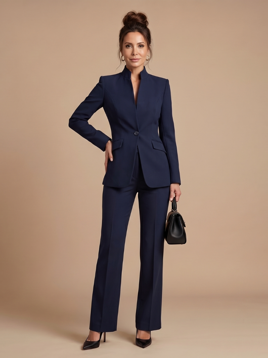 Diana | Traje a medida con cuello de pie estructurado