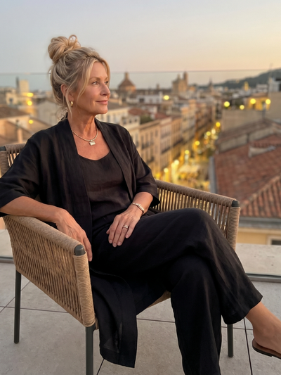 Yasmina | Conjunto de tres piezas: top y pantalón de corte holgado