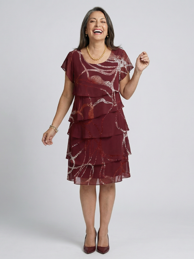 Nuria | Vestido abstracto de longitud a la rodilla