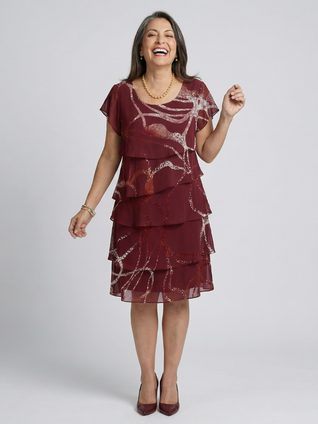 Nuria | Vestido abstracto de longitud a la rodilla