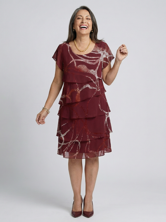 Nuria | Vestido abstracto de longitud a la rodilla