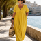 Zomla  | Textured V Neck Short Sleeve Flowing Midi Dress