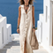 Mariana | Vestido maxi sin mangas con capucha y botones frontales