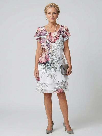 Ariadna | Vestido floral de largo a la rodilla con diseño limpio