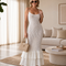 Elara | Vestido midi ajustado de punto calado con dobladillo de volantes