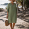 Elixir | Textured V Neck Three Quarter Sleeve Knee Length Dress