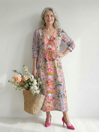 Julien | Vestido midi floral de diseño ligero