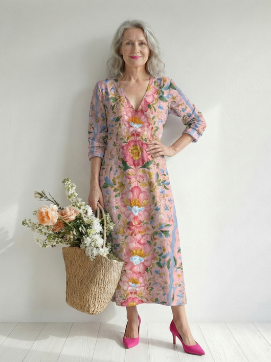 Julien | Vestido midi floral de diseño ligero