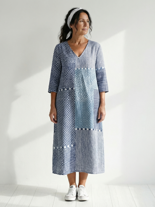 Nolan | Vestido midi de patchwork ajustado