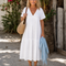 Melaris | Tiered V Neck Relaxed Short Sleeve Midi Dress