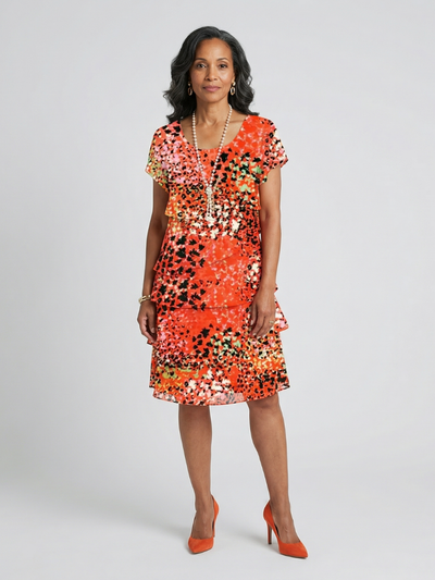 Ana | Vestido moteado en capas a la rodilla