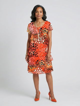 Ana | Vestido moteado en capas a la rodilla