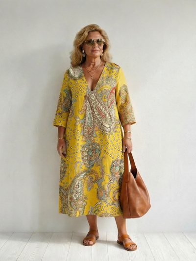 Rowan | Vestido midi suave con estampado de paisley