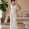Soledad | Vestido midi de punto calado sin mangas con abertura lateral