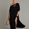 Estrella | Vestido midi fluido de un solo hombro con abertura lateral