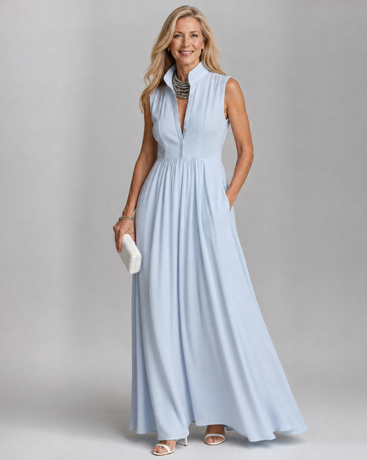 Violeta | Mono sin mangas con cuello, caída fluida y pierna ancha