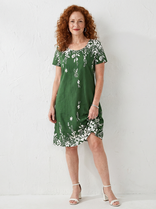 Dafne | Vestido corto de manga corta con borde floral