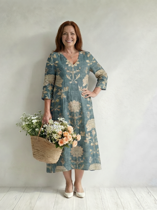 Skye | Vestido midi floral de corte suave