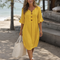 Comros | Button Detail Ruffle Sleeve Relaxed Midi Dress