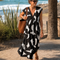 Verain | Abstract Print V Neck Flowing Midi Dress