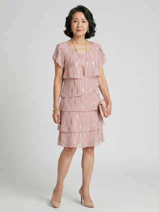 Elisa | Vestido a la rodilla elegante con lunares y líneas