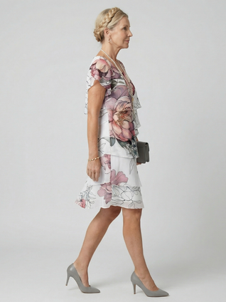 Ariadna | Vestido floral de largo a la rodilla con diseño limpio