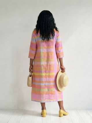 Tessa | Vestido midi de rayas con drapeado suave