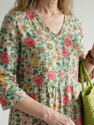 Colin | Vestido midi con estampado de flores dispersas