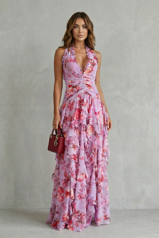 Bella | Vestido largo con cuello halter