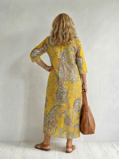 Rowan | Vestido midi suave con estampado de paisley