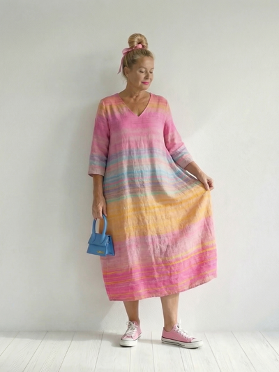 Blake | Vestido midi de rayas en degradado
