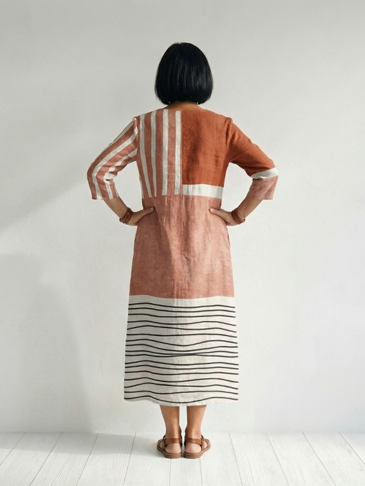 Remy | Vestido midi de rayas mixtas y fácil de llevar