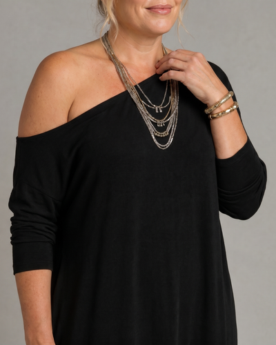 Estrella | Vestido midi fluido de un solo hombro con abertura lateral
