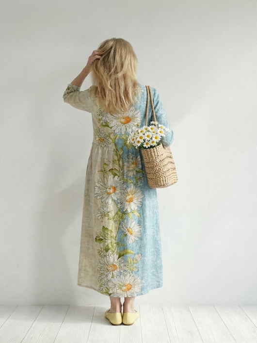 Elliot | Vestido midi ligero con estampado de margaritas
