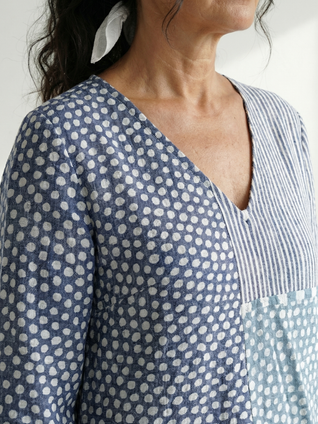 Nolan | Vestido midi de patchwork ajustado