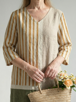 Soren | Vestido midi de rayas mixtas en tonos claros