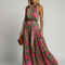 Rosa | Vestido midi drapeado con escote halter