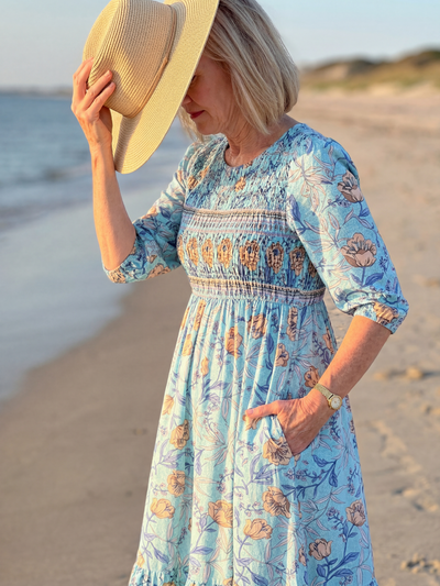 Jara | Vestido midi con frunces de jardín