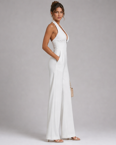 Nerea | Mono sin mangas de cuello halter de pierna ancha