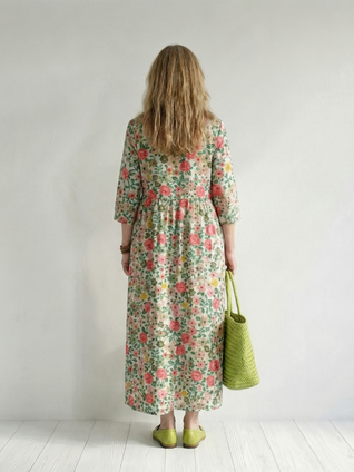 Colin | Vestido midi con estampado de flores dispersas