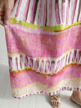 Calla | Vestido midi estampado a rayas con caída suave