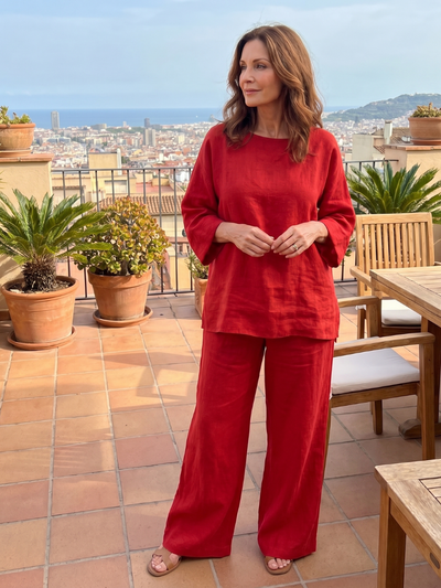 Pilar | Conjunto de túnica oversize y pantalón de pierna ancha