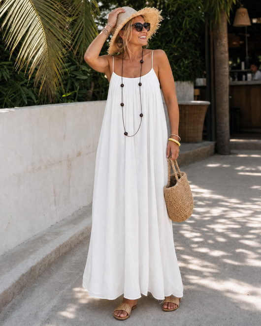 Amener | Flowing Sleeveless Strappy Relaxed Midi Dress