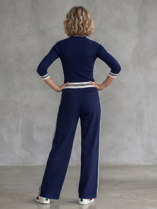 Elena | Conjunto de top ajustado de manga larga y pantalones de pierna ancha