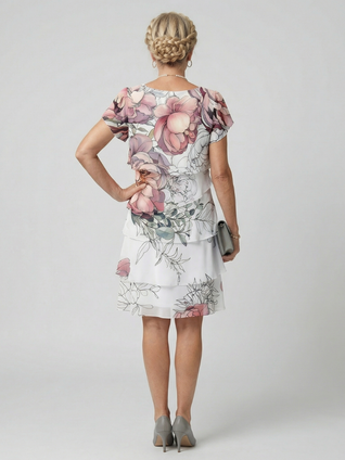 Ariadna | Vestido floral de largo a la rodilla con diseño limpio