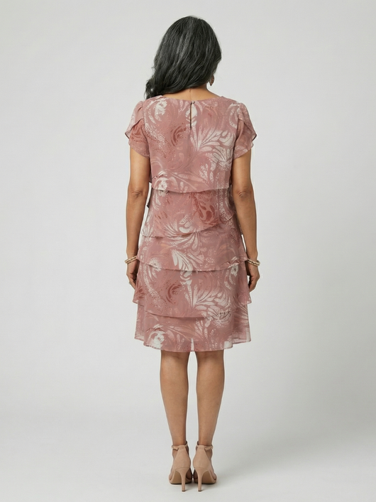 Maite | Vestido suave con motivo en capas a la rodilla