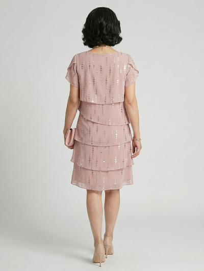 Elisa | Vestido a la rodilla elegante con lunares y líneas