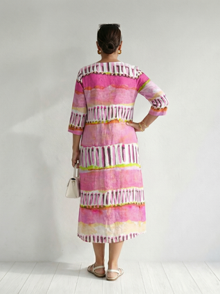 Calla | Vestido midi estampado a rayas con caída suave