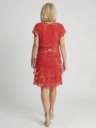 Lidia | Vestido suave de diseño abstracto a la rodilla